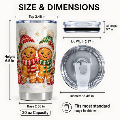 #pl[20oz|Steel] Gingerbread Couple 20oz Tumbler, Cookie Tumbler, Stainless Steel Travel Cup