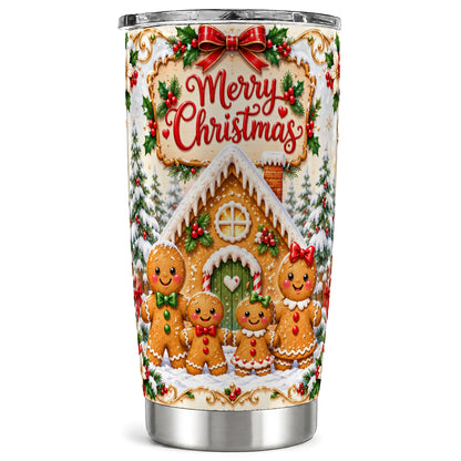 Gingerbread Family 20oz Tumbler, Cookie Tumbler, Stainless Steel Travel Cup