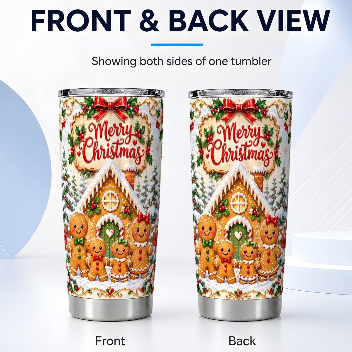 #pl[20oz|Steel] Gingerbread Family 20oz Tumbler, Cookie Tumbler, Stainless Steel Travel Cup