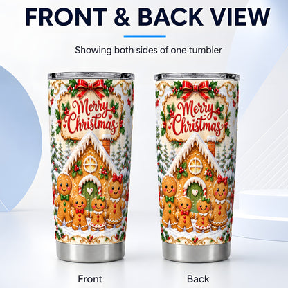 #pl[20oz|Steel] Gingerbread Family 20oz Tumbler, Cookie Tumbler, Stainless Steel Travel Cup