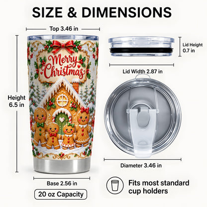 #pl[20oz|Steel] Gingerbread Family 20oz Tumbler, Cookie Tumbler, Stainless Steel Travel Cup