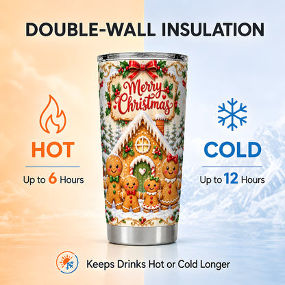 Gingerbread Family 20oz Tumbler, Cookie Tumbler, Stainless Steel Travel Cup