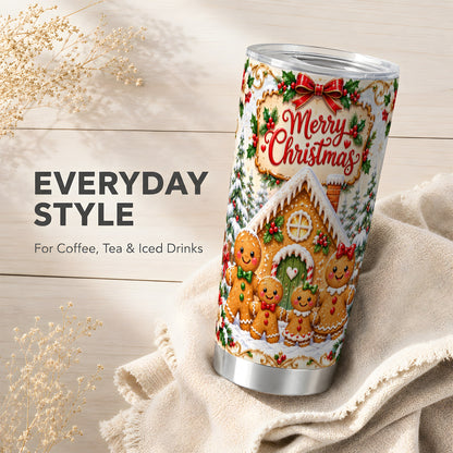 Gingerbread Family 20oz Tumbler, Cookie Tumbler, Stainless Steel Travel Cup