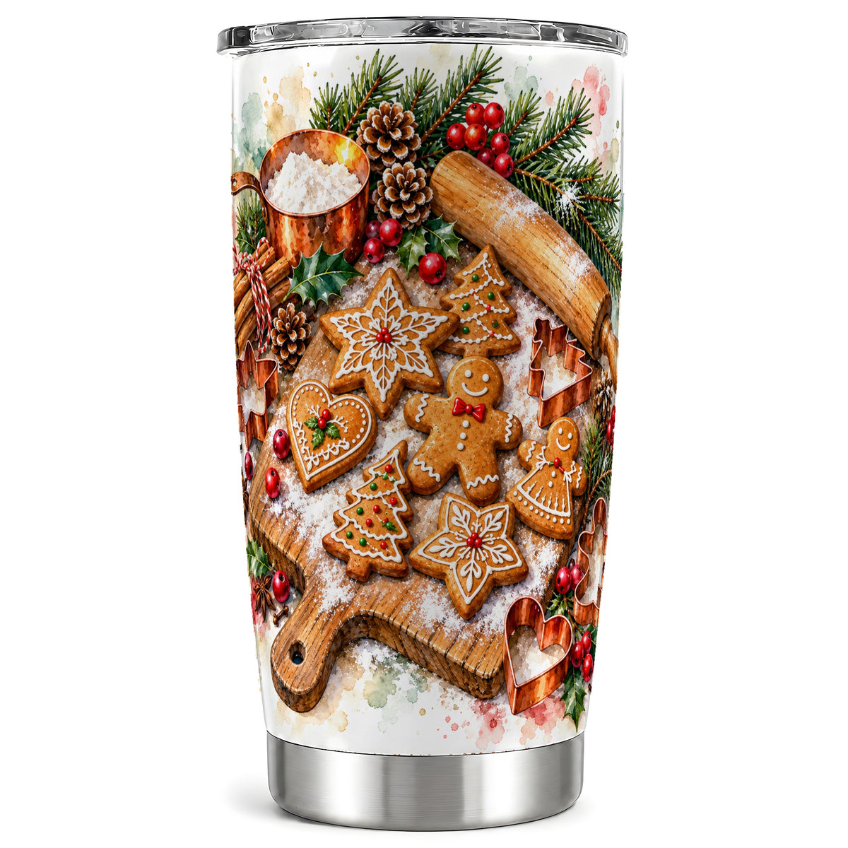 Christmas Baking Tumbler 20oz, Cookie Tumbler, Stainless Steel Travel Cup