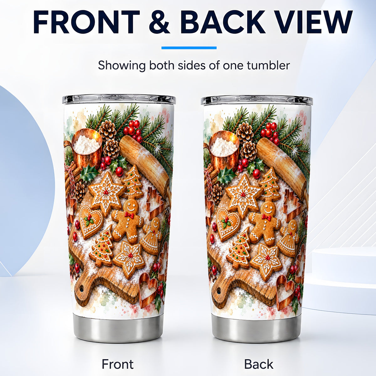 #pl[20oz|Steel] Christmas Baking Tumbler 20oz, Cookie Tumbler, Stainless Steel Travel Cup