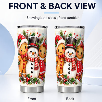 #pl[20oz|Steel] Gingerbread Snowman 20oz Tumbler, Christmas Stainless Steel Travel Cup