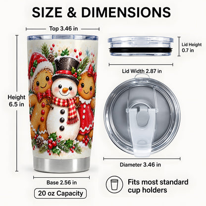 #pl[20oz|Steel] Gingerbread Snowman 20oz Tumbler, Christmas Stainless Steel Travel Cup