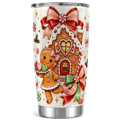 Gingerbread House 20oz Tumbler, Christmas Stainless Steel Travel Cup