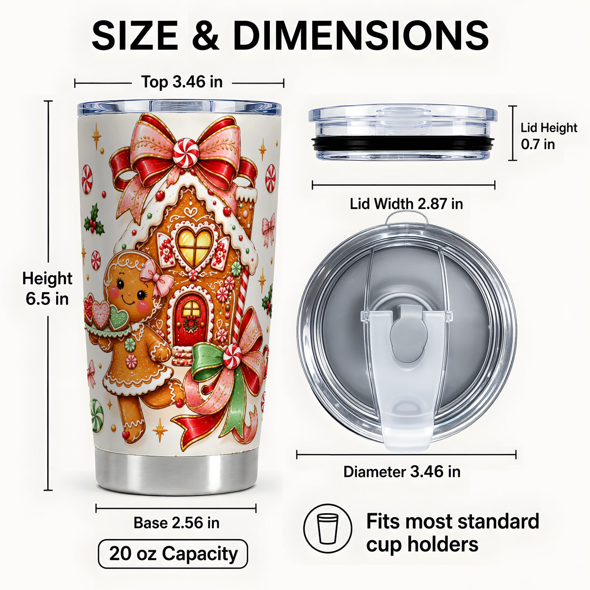 #pl[20oz|Steel] Gingerbread House 20oz Tumbler, Christmas Stainless Steel Travel Cup