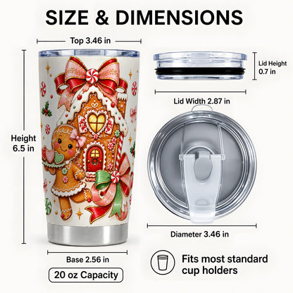 #pl[20oz|Steel] Gingerbread House 20oz Tumbler, Christmas Stainless Steel Travel Cup