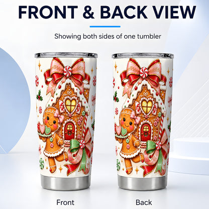 #pl[20oz|Steel] Gingerbread House 20oz Tumbler, Christmas Stainless Steel Travel Cup