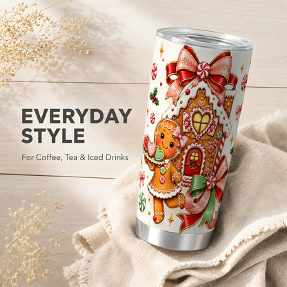 Gingerbread House 20oz Tumbler, Christmas Stainless Steel Travel Cup