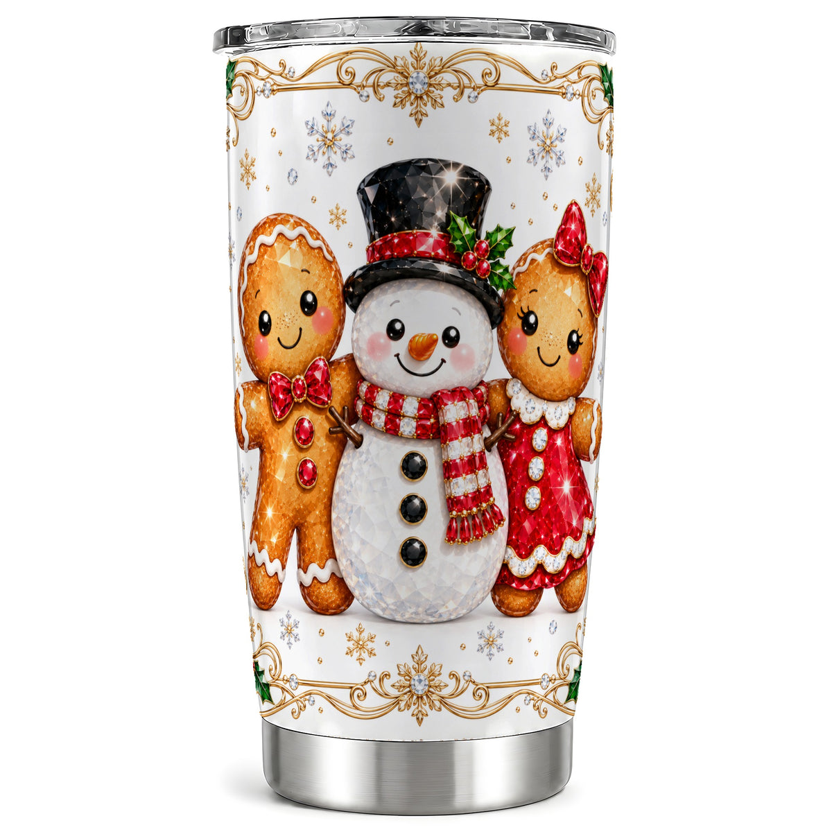 Jeweled Gingerbread 20oz Tumbler, Christmas Stainless Steel Travel Cup