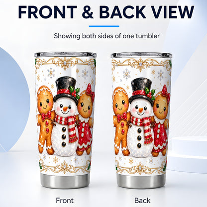 #pl[20oz|Steel] Jeweled Gingerbread 20oz Tumbler, Christmas Stainless Steel Travel Cup