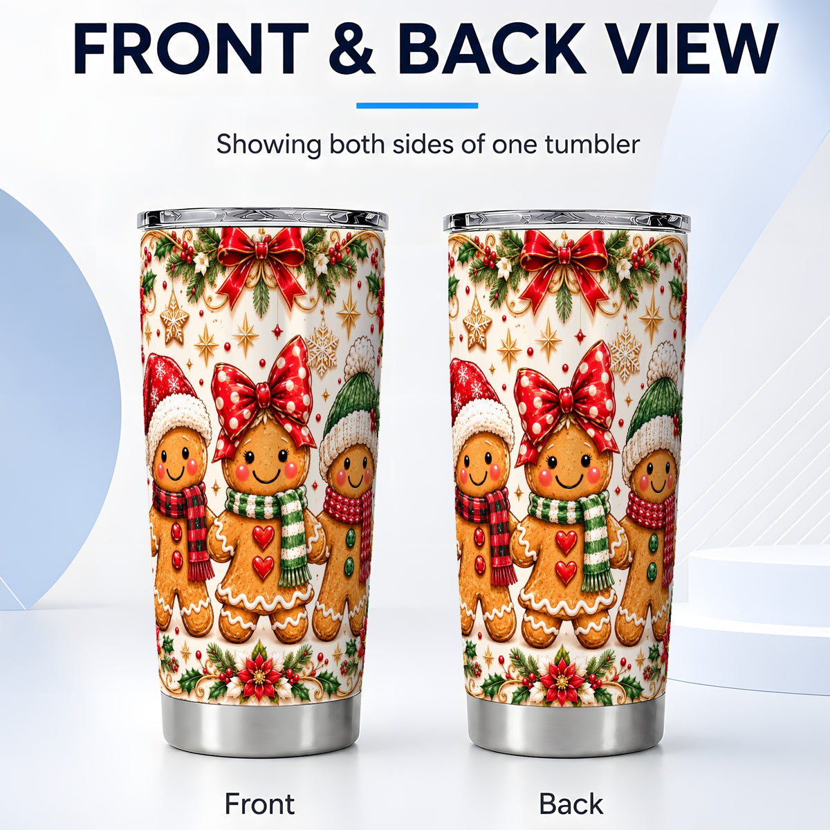 #pl[20oz|Steel] Gingerbread Family 20oz Tumbler, Christmas Stainless Steel Travel Cup