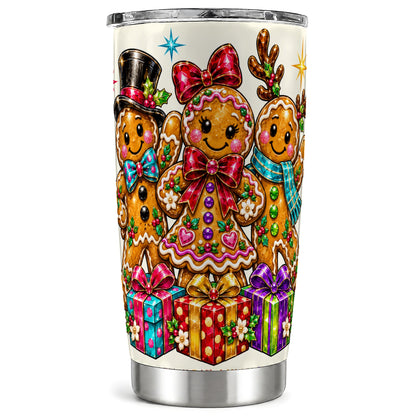Gingerbread Friends 20oz Tumbler, Christmas Stainless Steel Travel Cup