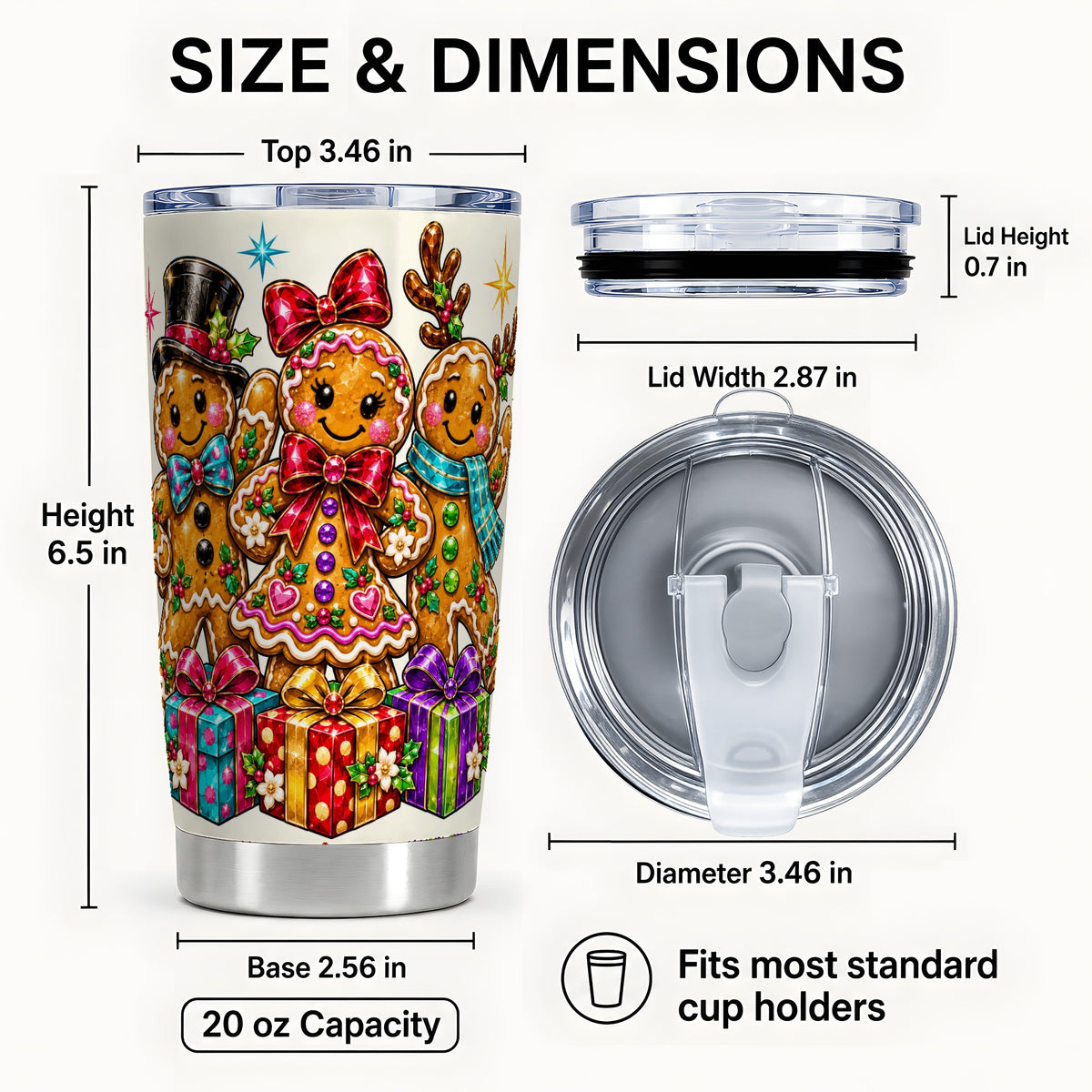 #pl[20oz|Steel] Gingerbread Friends 20oz Tumbler, Christmas Stainless Steel Travel Cup