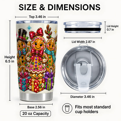 #pl[20oz|Steel] Gingerbread Friends 20oz Tumbler, Christmas Stainless Steel Travel Cup
