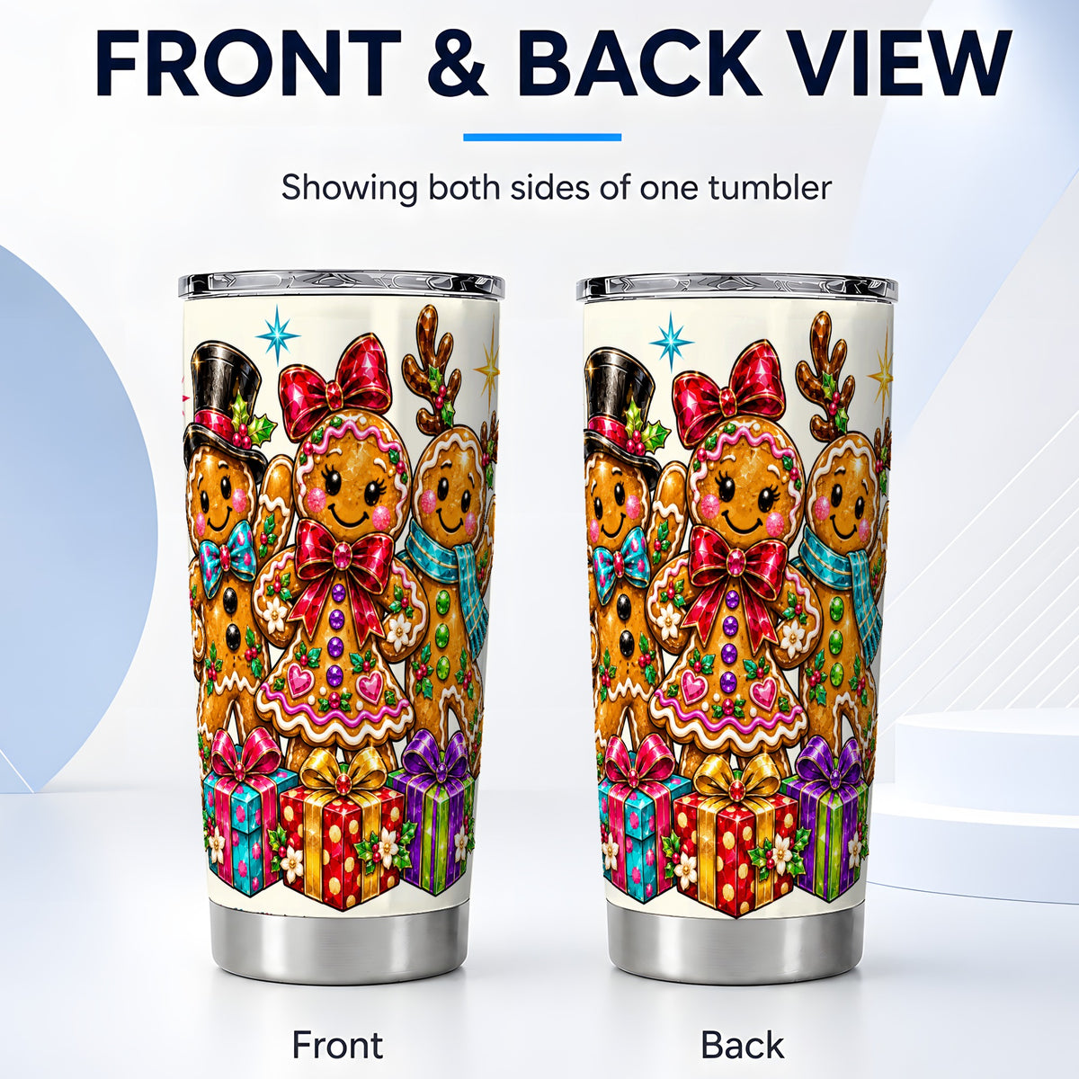 #pl[20oz|Steel] Gingerbread Friends 20oz Tumbler, Christmas Stainless Steel Travel Cup