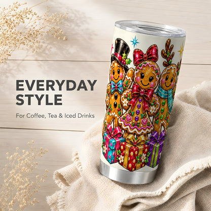 Gingerbread Friends 20oz Tumbler, Christmas Stainless Steel Travel Cup
