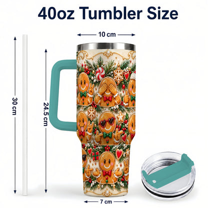 #pl[40oz|Green] Gingerbread 40oz Tumbler, Christmas Tumbler, Stainless Steel Travel Cup