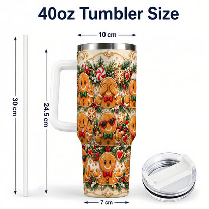 #pl[40oz|White] Gingerbread 40oz Tumbler, Christmas Tumbler, Stainless Steel Travel Cup