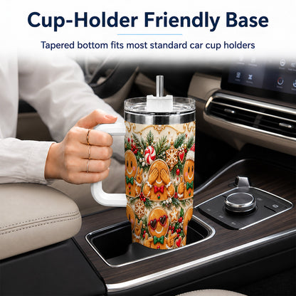 Gingerbread 40oz Tumbler, Christmas Tumbler, Stainless Steel Travel Cup
