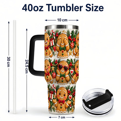 #pl[40oz|Black] Christmas Gingerbread 40oz Tumbler, Cookie Tumbler, Steel Travel Cup