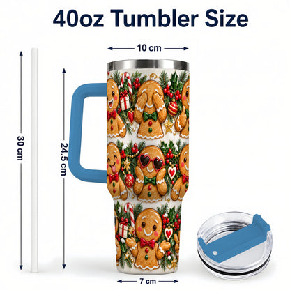 #pl[40oz|Blue] Christmas Gingerbread 40oz Tumbler, Cookie Tumbler, Steel Travel Cup
