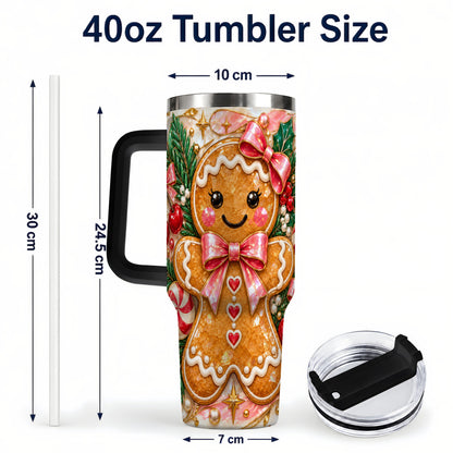 #pl[40oz|Black] Gingerbread 40oz Tumbler, Christmas Tumbler, Stainless Steel Travel Cup