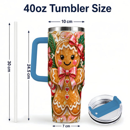#pl[40oz|Blue] Gingerbread 40oz Tumbler, Christmas Tumbler, Stainless Steel Travel Cup
