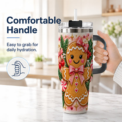 #pl[40oz|Black] Gingerbread 40oz Tumbler, Festive Tumbler, Stainless Steel Travel Cup