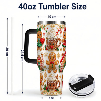 #pl[40oz|Black] Gingerbread Village 40oz Tumbler, Xmas Tumbler, Stainless Steel Travel Cup
