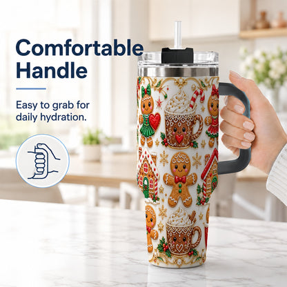 #pl[40oz|Black] Gingerbread Village 40oz Tumbler, Xmas Tumbler, Stainless Steel Travel Cup