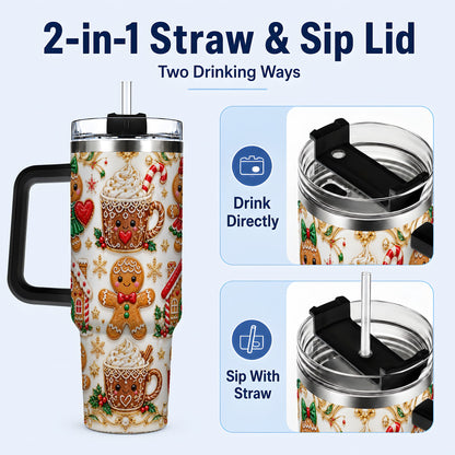 #pl[40oz|Black] Gingerbread Village 40oz Tumbler, Xmas Tumbler, Stainless Steel Travel Cup