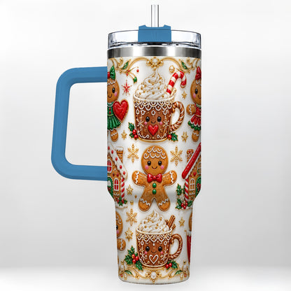 #pl[40oz|Blue] Gingerbread Village 40oz Tumbler, Xmas Tumbler, Stainless Steel Travel Cup