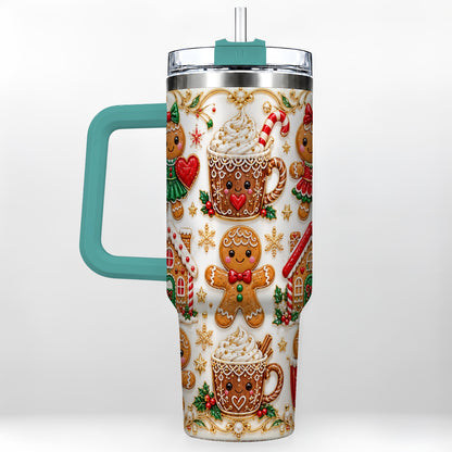 #pl[40oz|Green] Gingerbread Village 40oz Tumbler, Xmas Tumbler, Stainless Steel Travel Cup