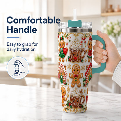 #pl[40oz|Green] Gingerbread Village 40oz Tumbler, Xmas Tumbler, Stainless Steel Travel Cup