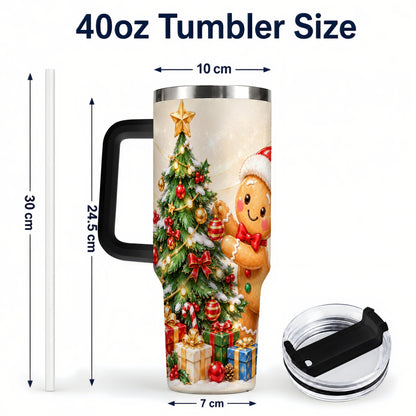 #pl[40oz|Black] Christmas Tumbler 40oz, Gingerbread Tumbler, Stainless Steel Travel Cup