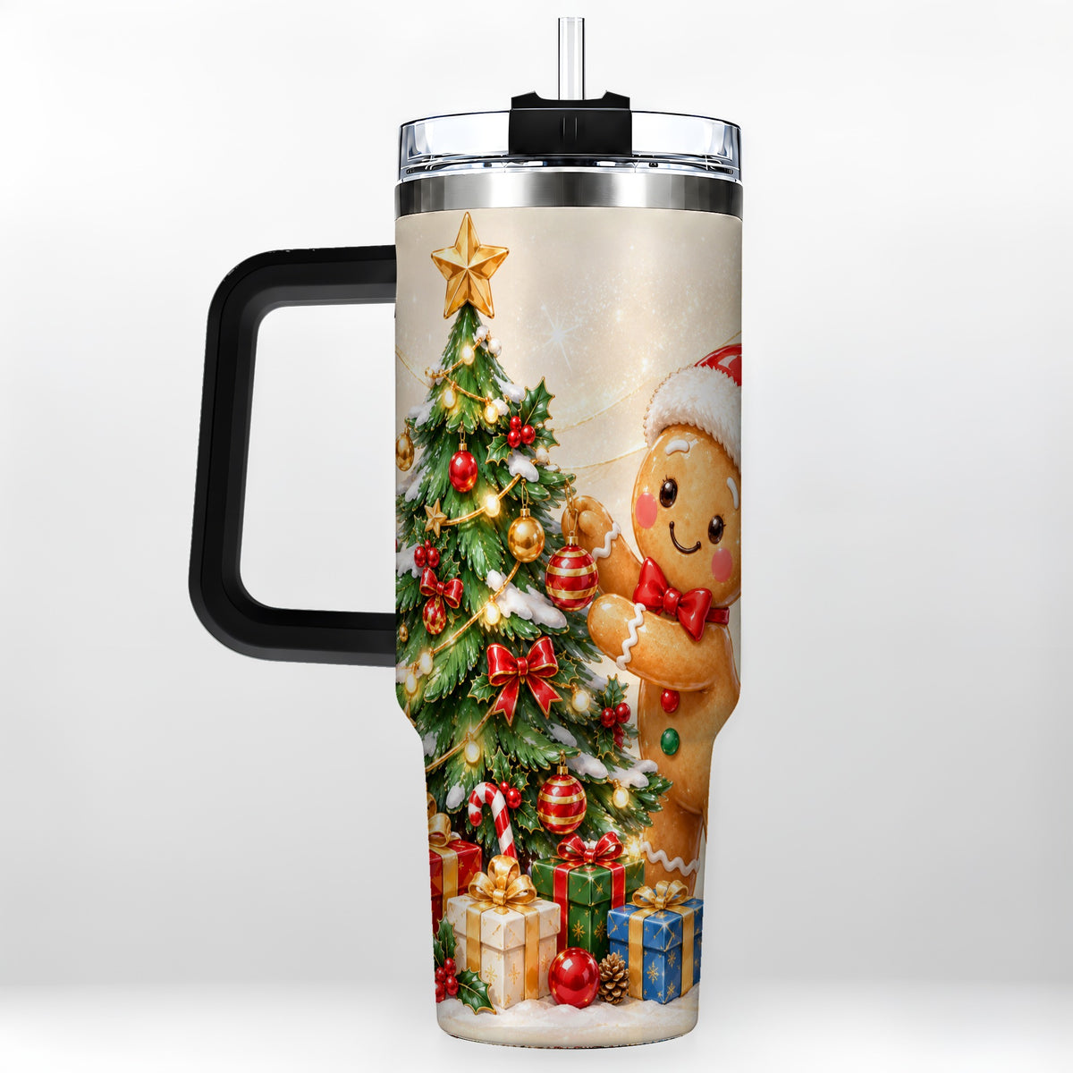 #pl[40oz|Black] Christmas Tumbler 40oz, Gingerbread Tumbler, Stainless Steel Travel Cup