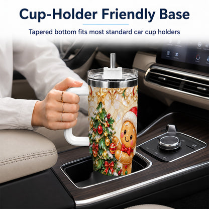 Gingerbread Tree Tumbler 40oz, Holiday Tumbler, Stainless Steel Travel Cup