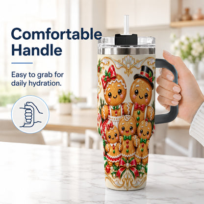 #pl[40oz|Black] Gingerbread Crew Tumbler 40oz, Holiday Tumbler, Stainless Steel Travel Cup