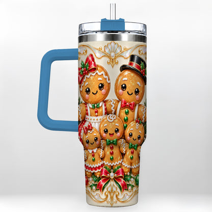 #pl[40oz|Blue] Gingerbread Crew Tumbler 40oz, Holiday Tumbler, Stainless Steel Travel Cup