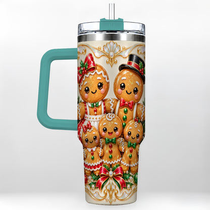 #pl[40oz|Green] Gingerbread Crew Tumbler 40oz, Holiday Tumbler, Stainless Steel Travel Cup