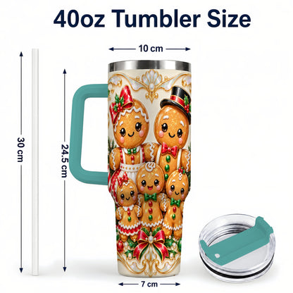 #pl[40oz|Green] Gingerbread Crew Tumbler 40oz, Holiday Tumbler, Stainless Steel Travel Cup