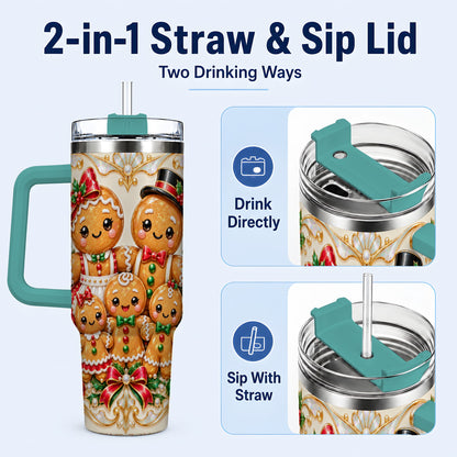 #pl[40oz|Green] Gingerbread Crew Tumbler 40oz, Holiday Tumbler, Stainless Steel Travel Cup