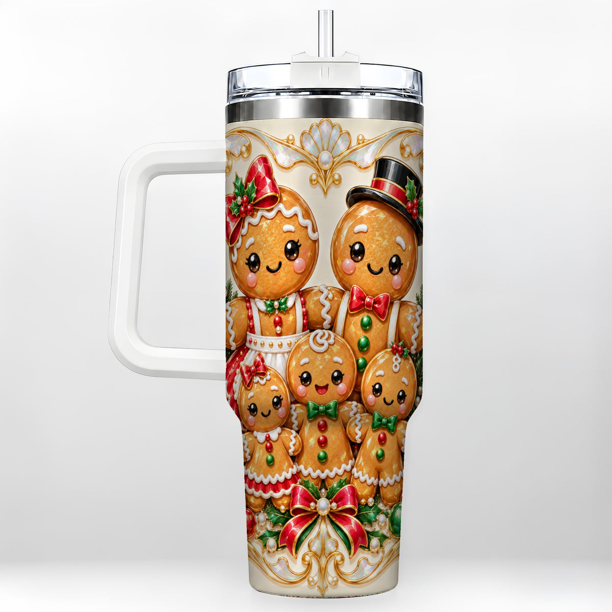 Gingerbread Crew Tumbler 40oz, Holiday Tumbler, Stainless Steel Travel Cup