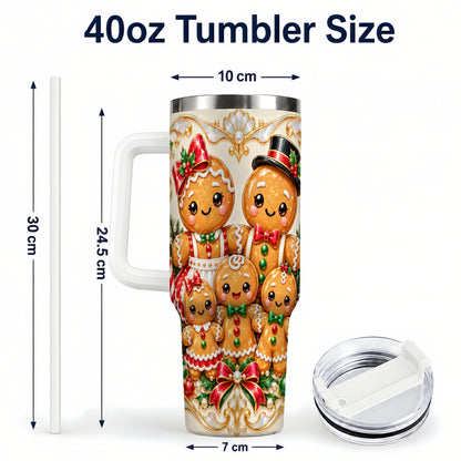 #pl[40oz|White] Gingerbread Crew Tumbler 40oz, Holiday Tumbler, Stainless Steel Travel Cup