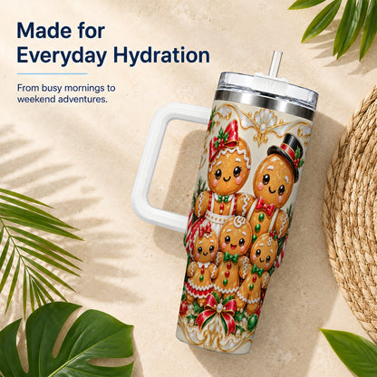 Gingerbread Crew Tumbler 40oz, Holiday Tumbler, Stainless Steel Travel Cup