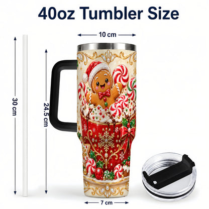 #pl[40oz|Black] Gingerbread Cocoa 40oz Tumbler, Christmas Stainless Steel Travel Cup